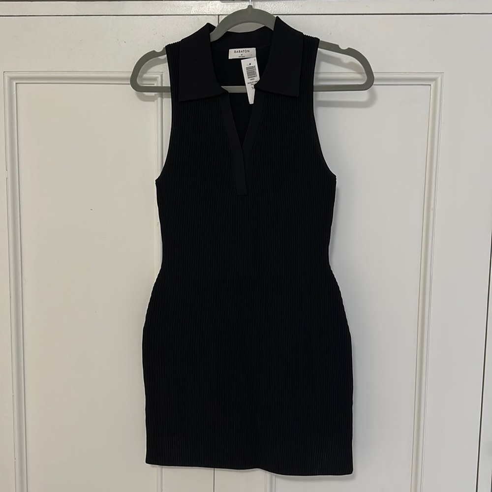 Unworn Babaton Sculpt Knit Polo fitted Dress (Black Size M)